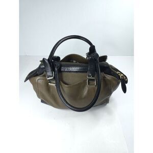 Tre Vero 100% Cow Leather Large‎ Handbag Designer Big Zipper Striped Brown Black